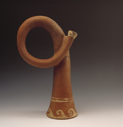 Ceramic trumpet. AD 300 Larco Museum Collection Lima, Peru.